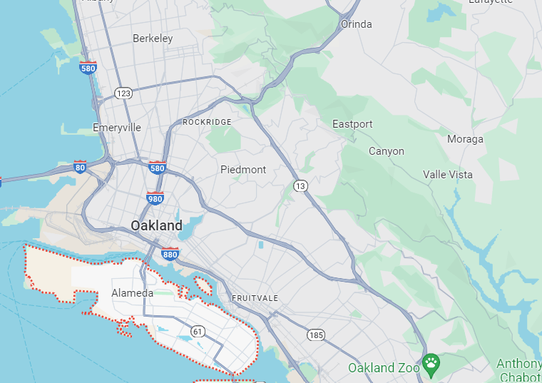 Map of the Alameda, CA area