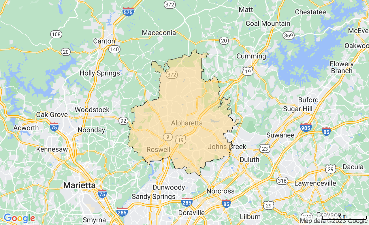 Map of the Northeast Atlanta, GA area