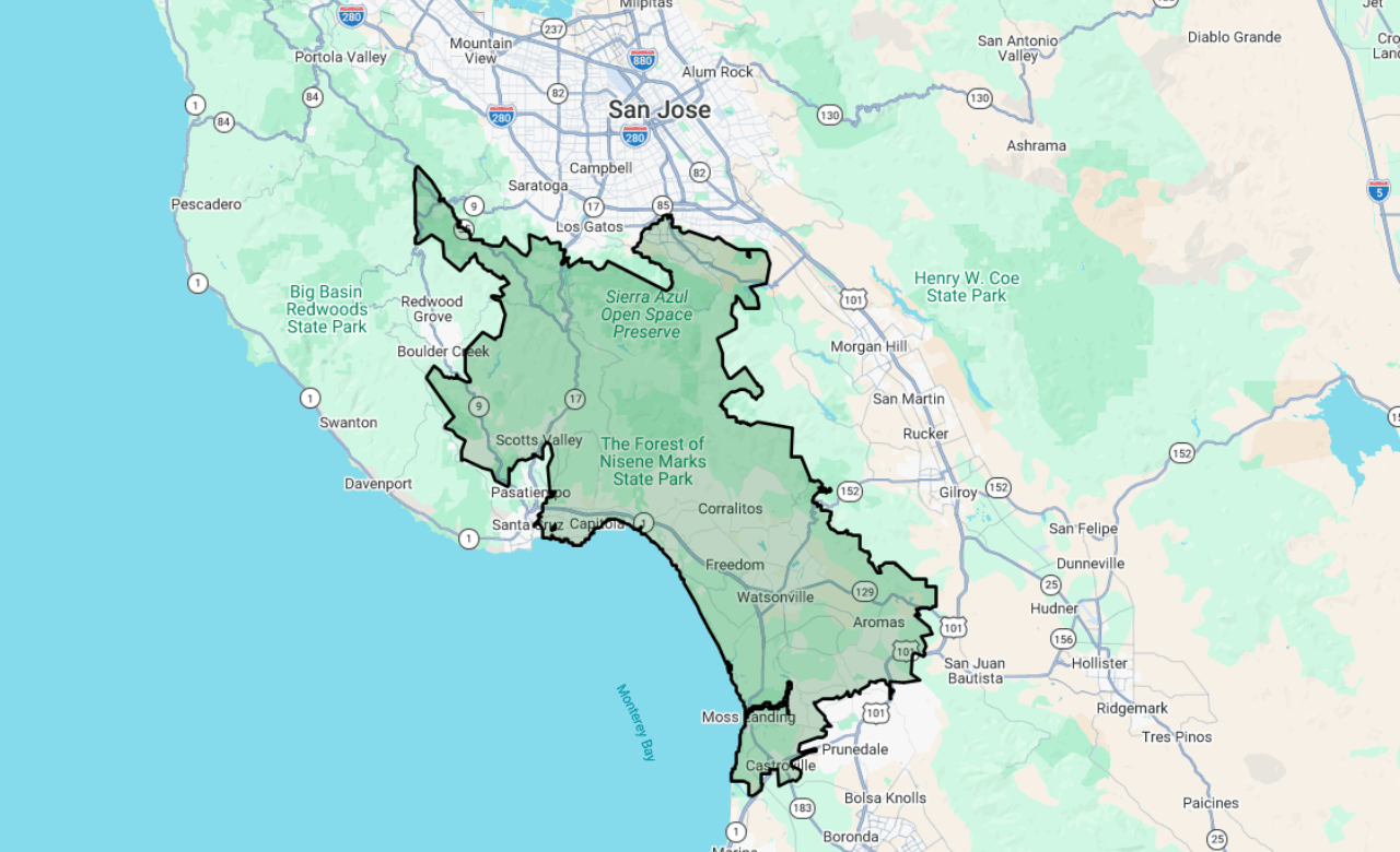 map of Watsonville territory
