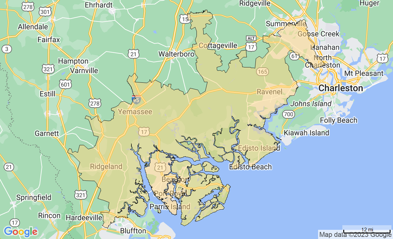 map of the beaufort FirstLight Home Care Territory