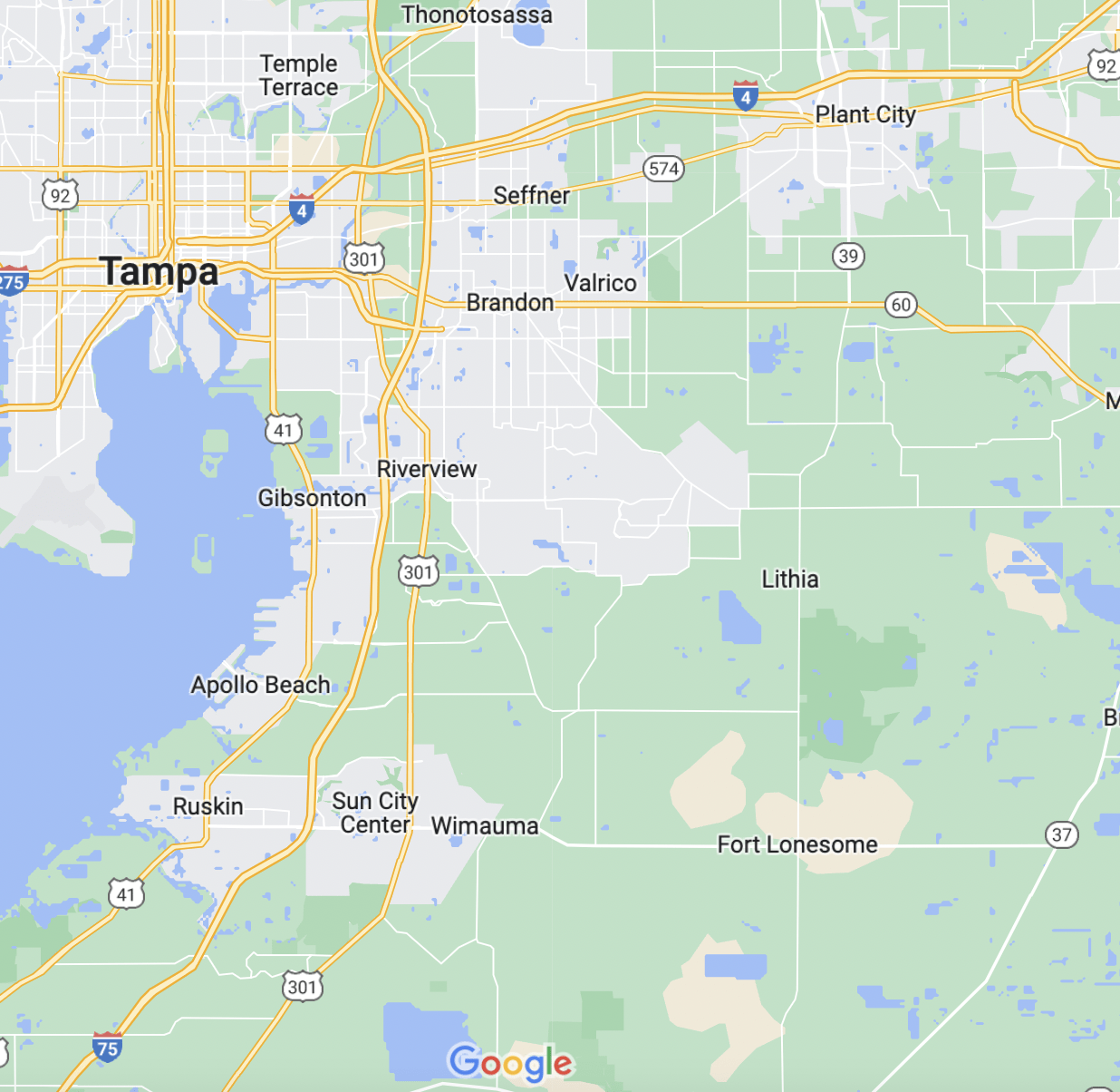 Southern Hillsborough County Territory Map
