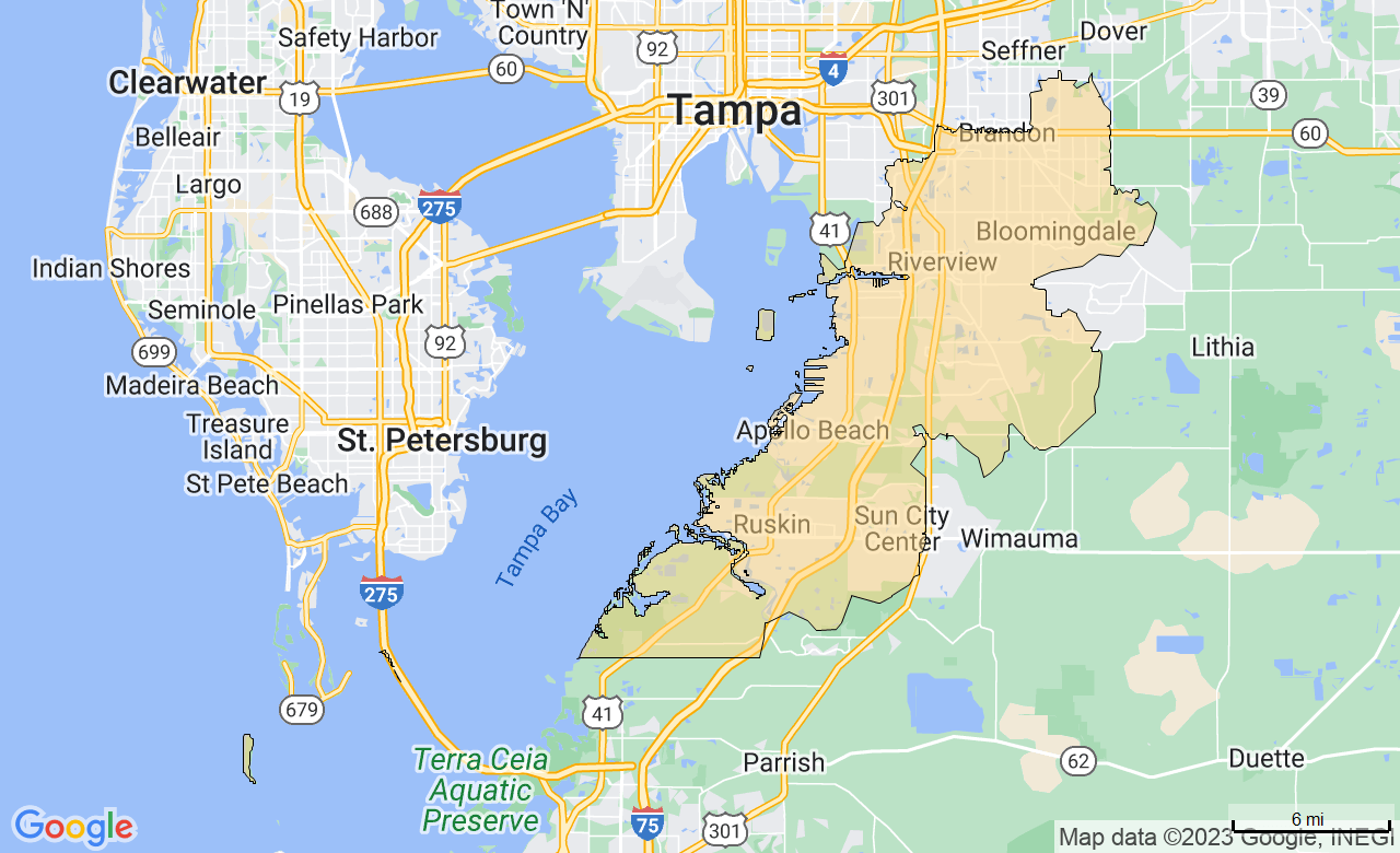 Map of the Southern Hillsborough County area