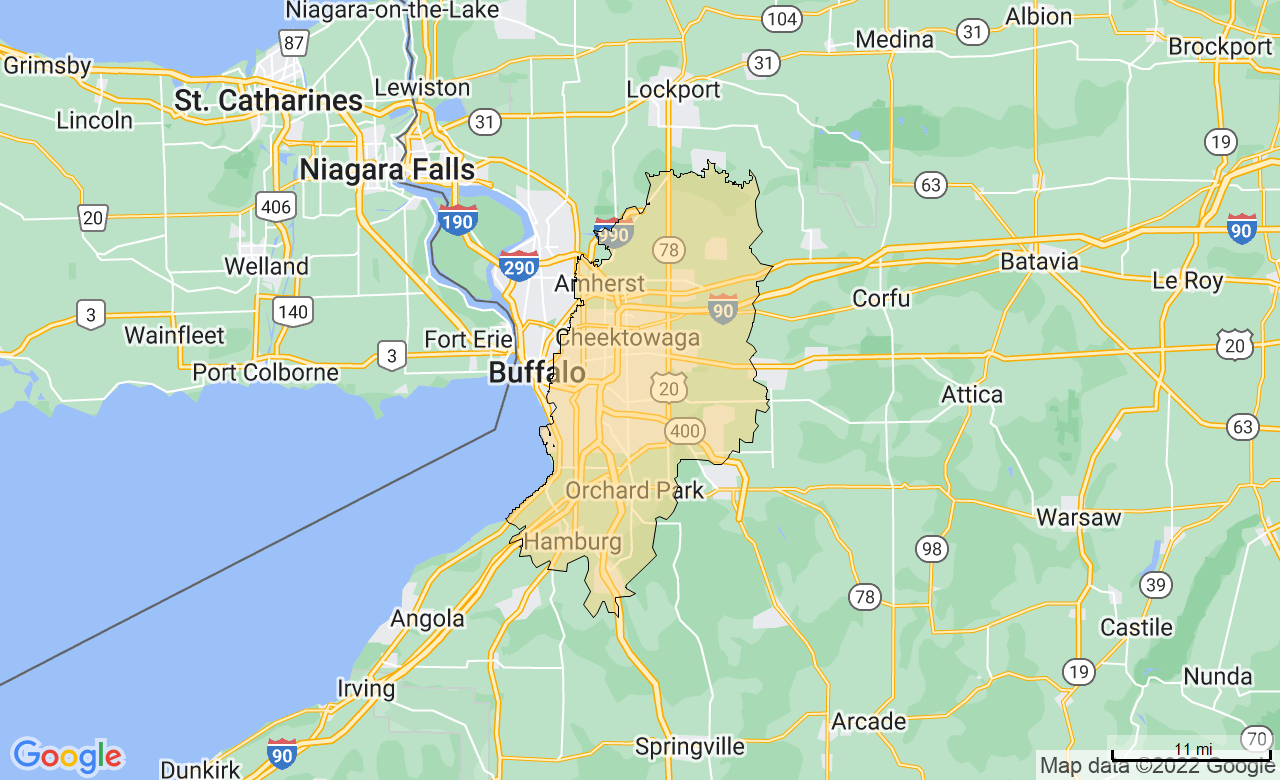 Map of the East Buffalo, NY area