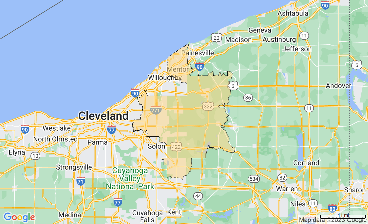 map of the Chardon FirstLight Home Care Territory