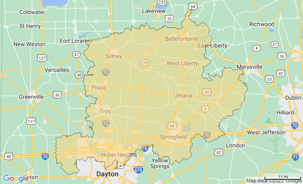 Map of the North West Dayton, OH area