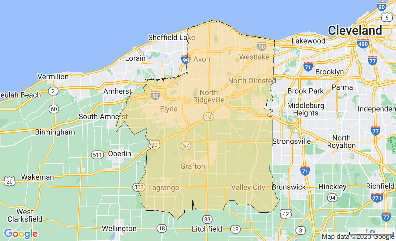 Map of the NW Cleveland, OH area