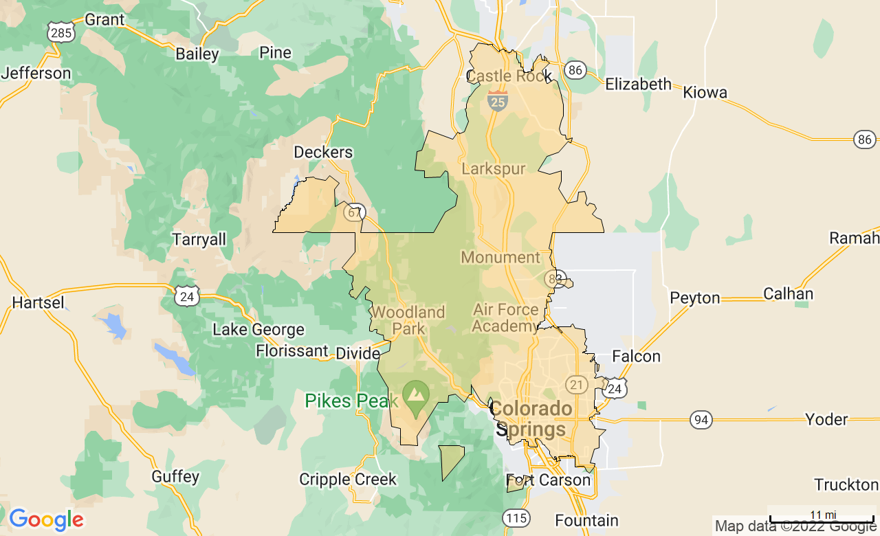 Map of the West Colorado Springs, CO area