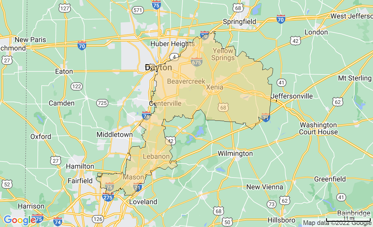 Map of the South Dayton/North Cincy area
