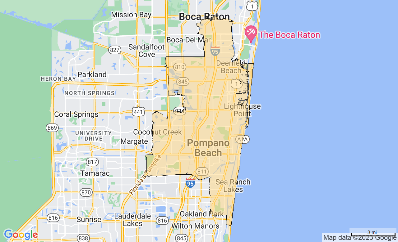 Map of the North Broward County, FL area