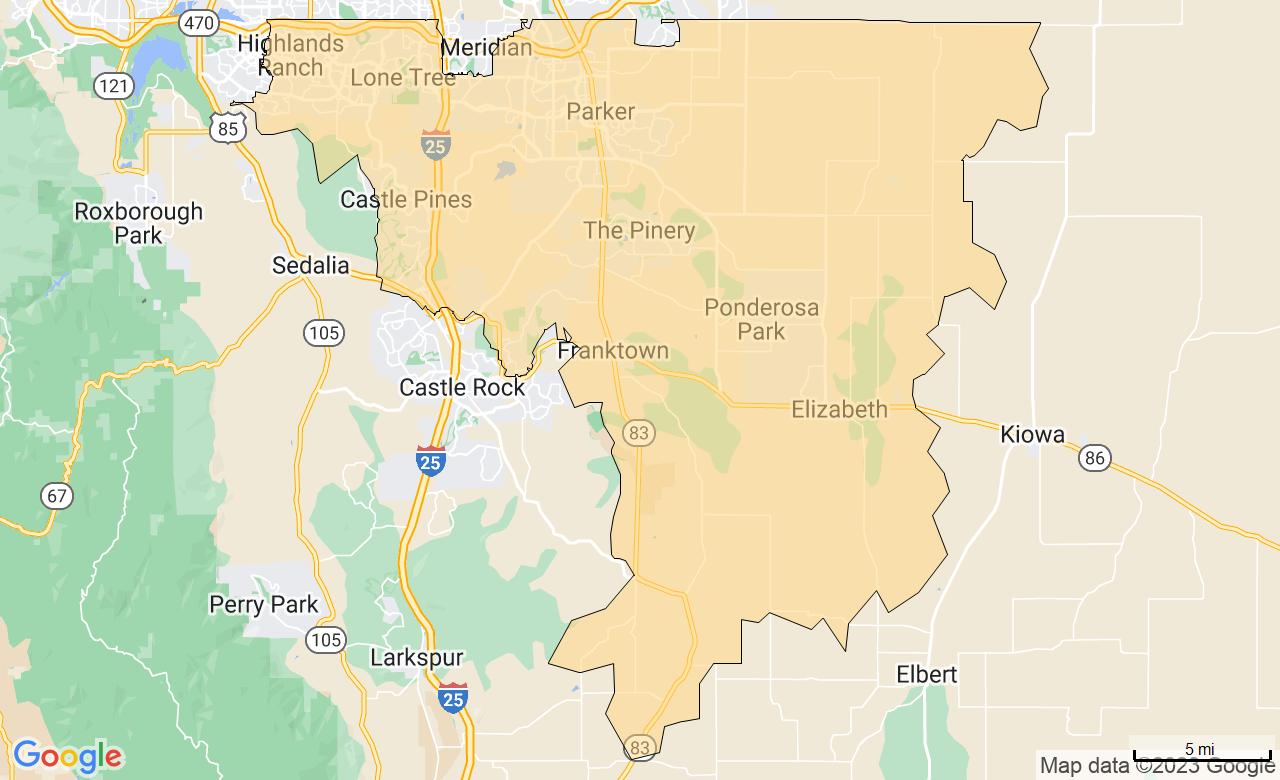 Map of the Denver South, CO area