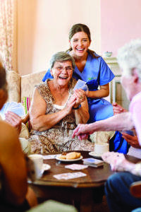 caregivers in columbus helping a senior