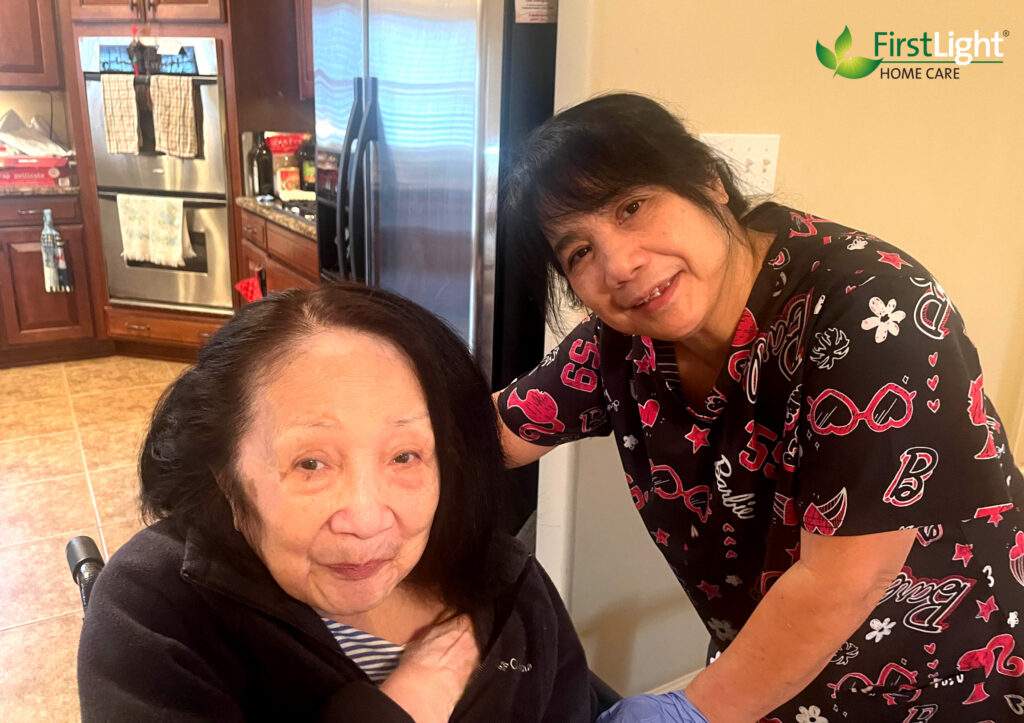 Memphis Caregiver Julia Pinas with her client Betty Tong. 