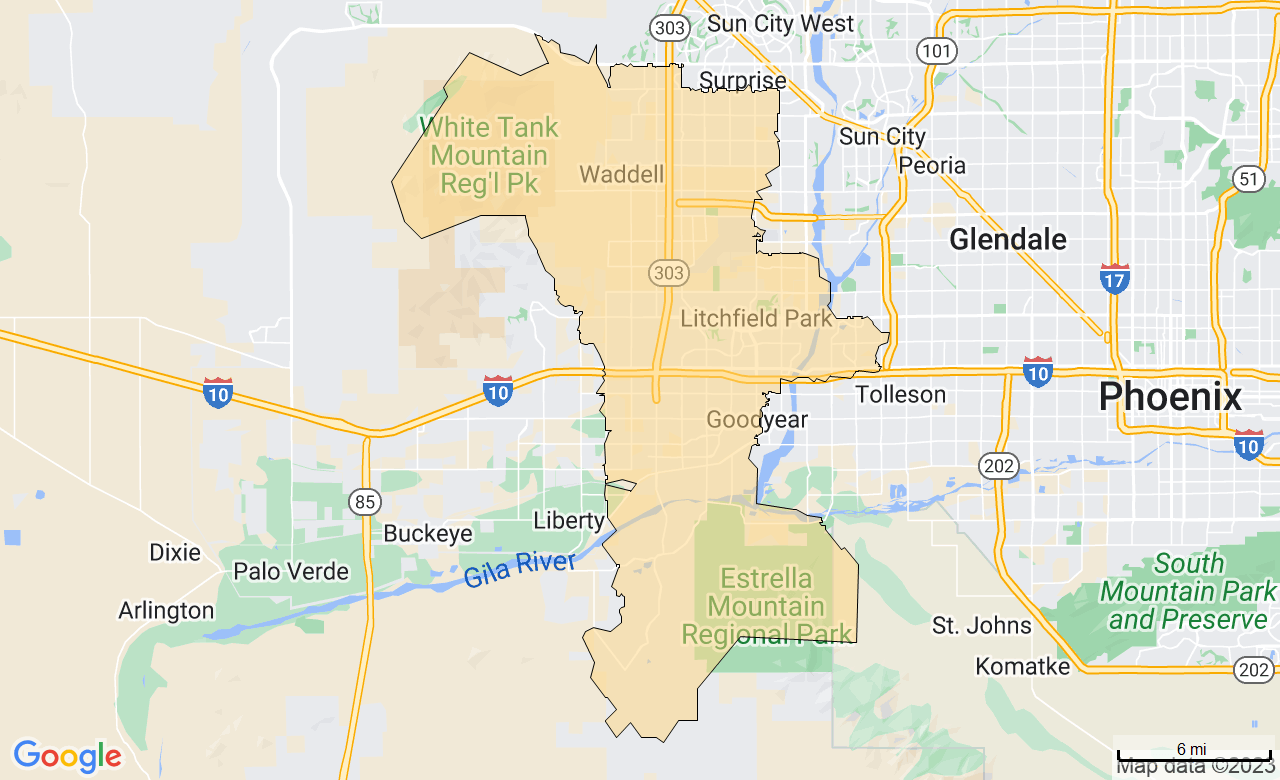 Map of the Goodyear, AZ area
