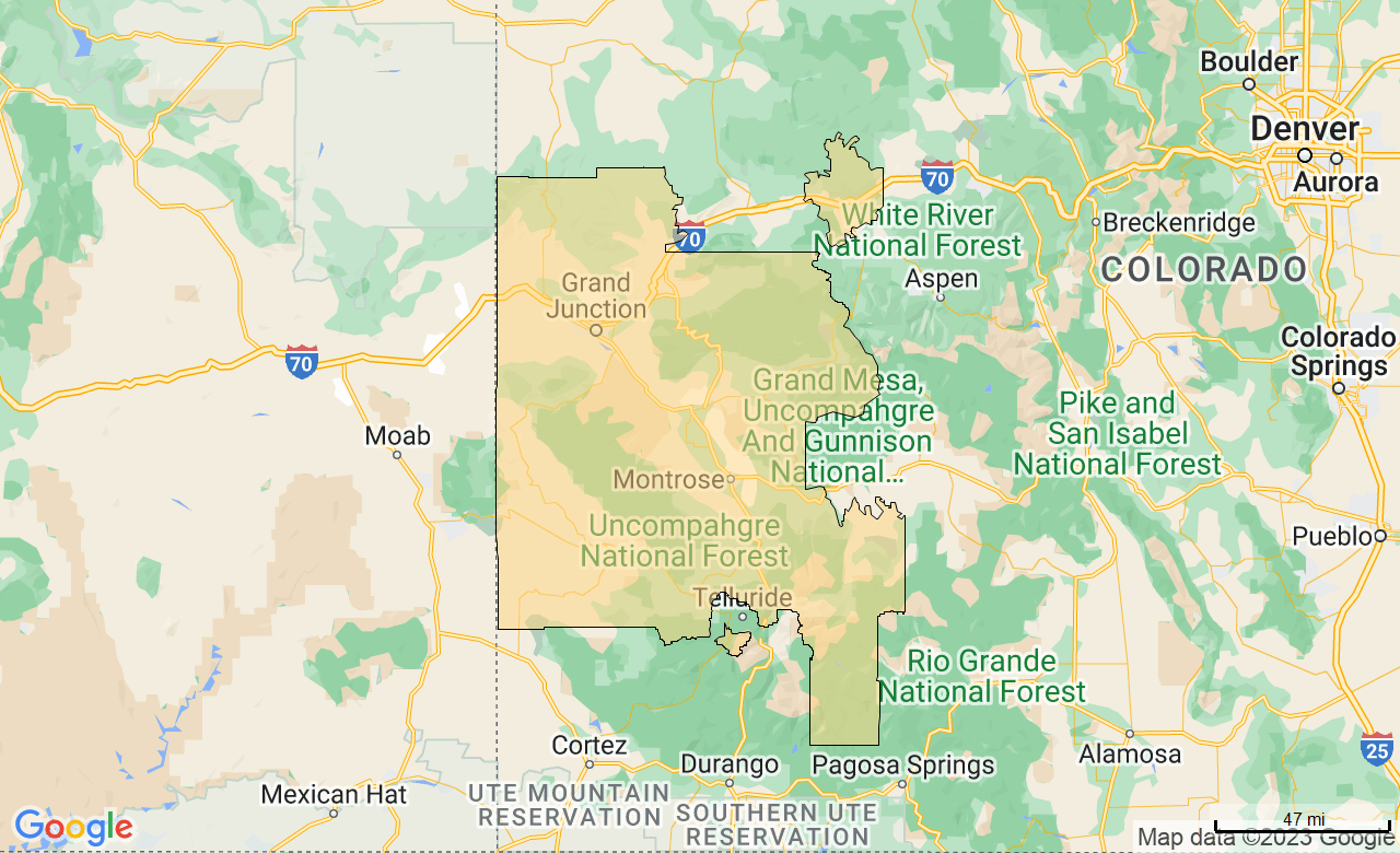 Map of the The Western Slope area