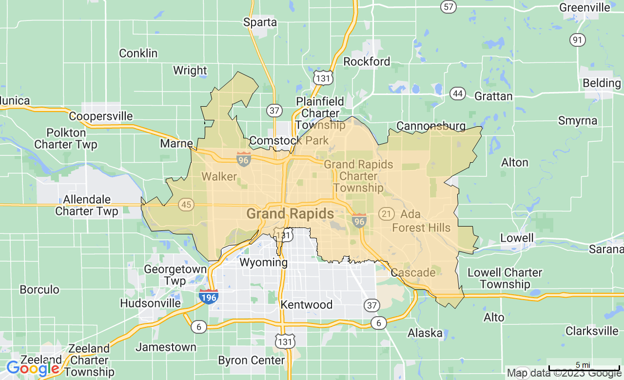 Map of the Grand Rapids, MI area