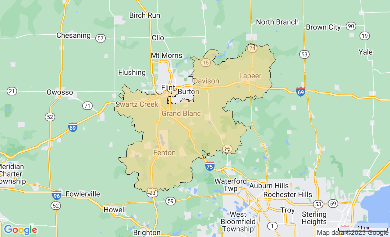 Map of the Greater Genesee County, MI area