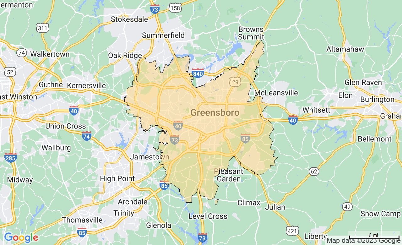 Map of the Guilford, NC area