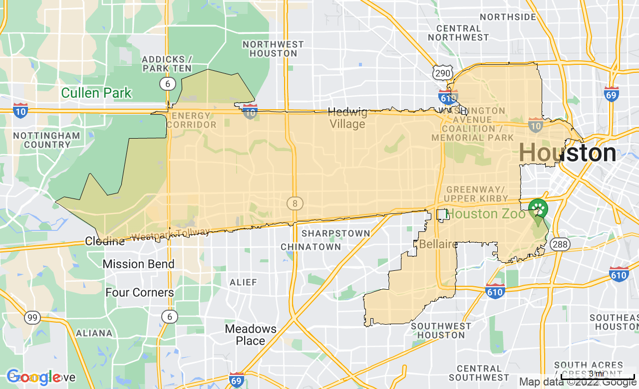 Map of the Houston Metro, TX area