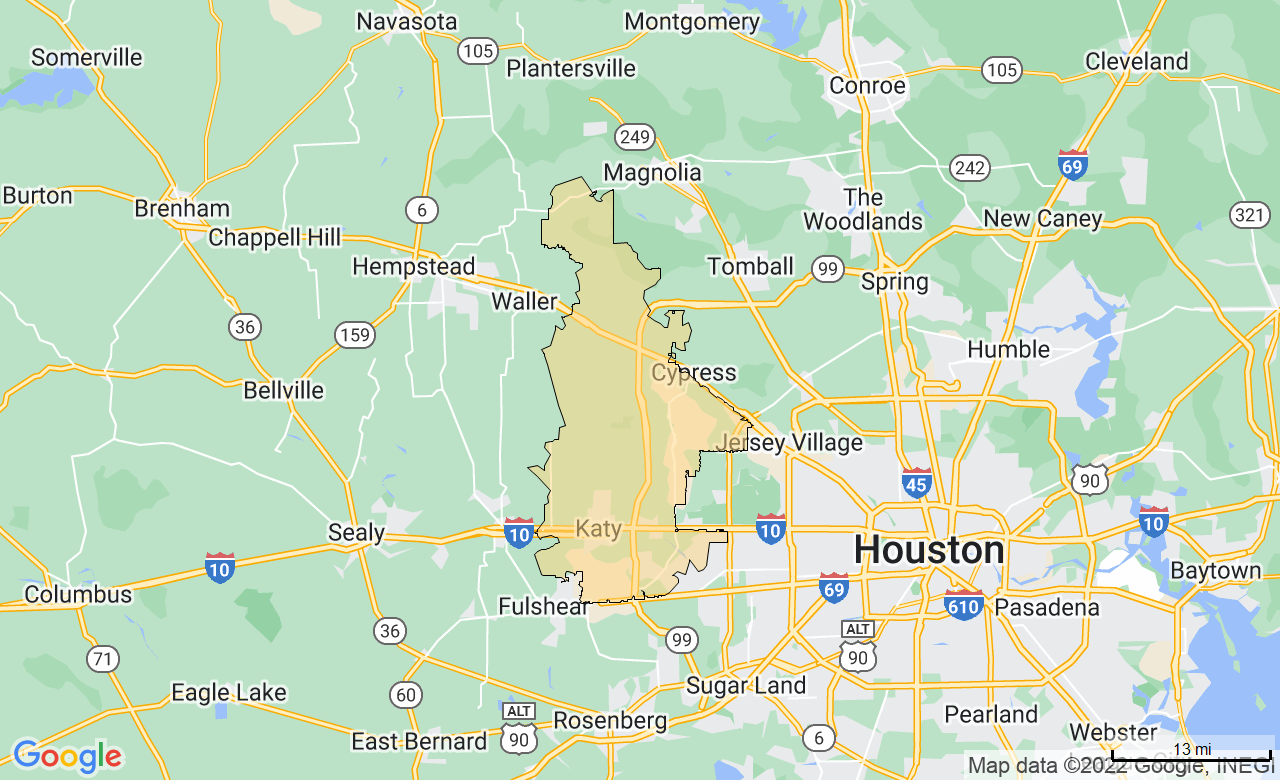 Map of the Katy, TX area