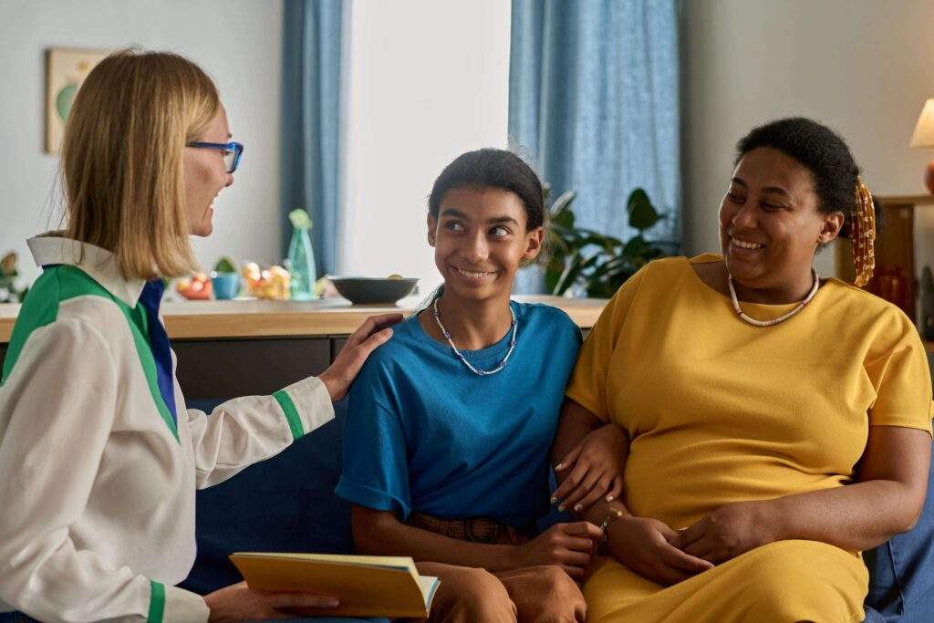 Family receiving specialized care in their own home from a nurse