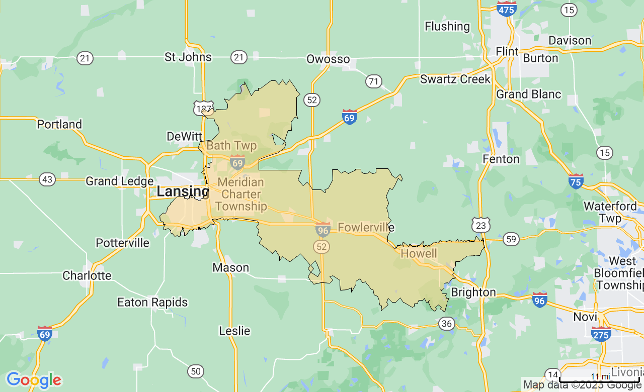 Map of the Lansing, MI area