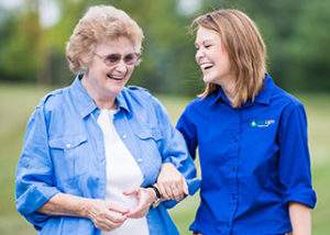 caregiver in lexington helping senior
