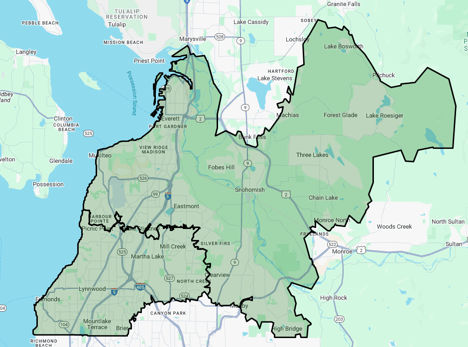 FirstLight Home Care of Lynnwood territory map