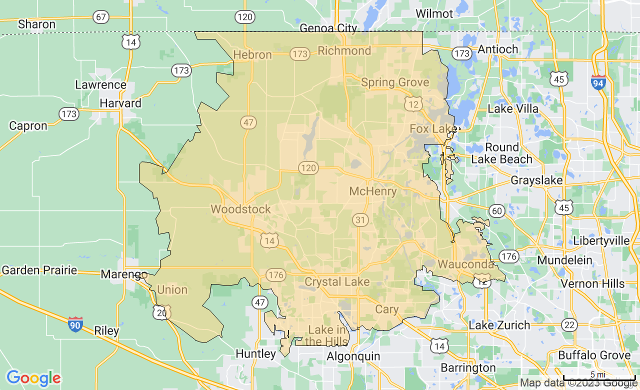 Map of the NE McHenry County, IL area