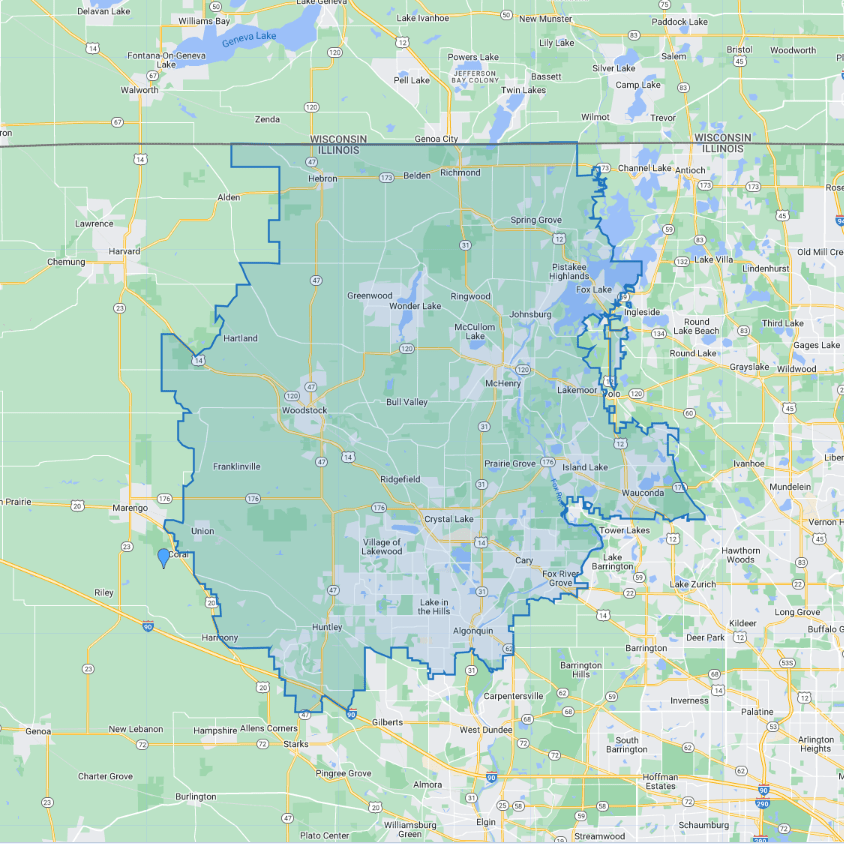 Map of the NE McHenry County, IL area