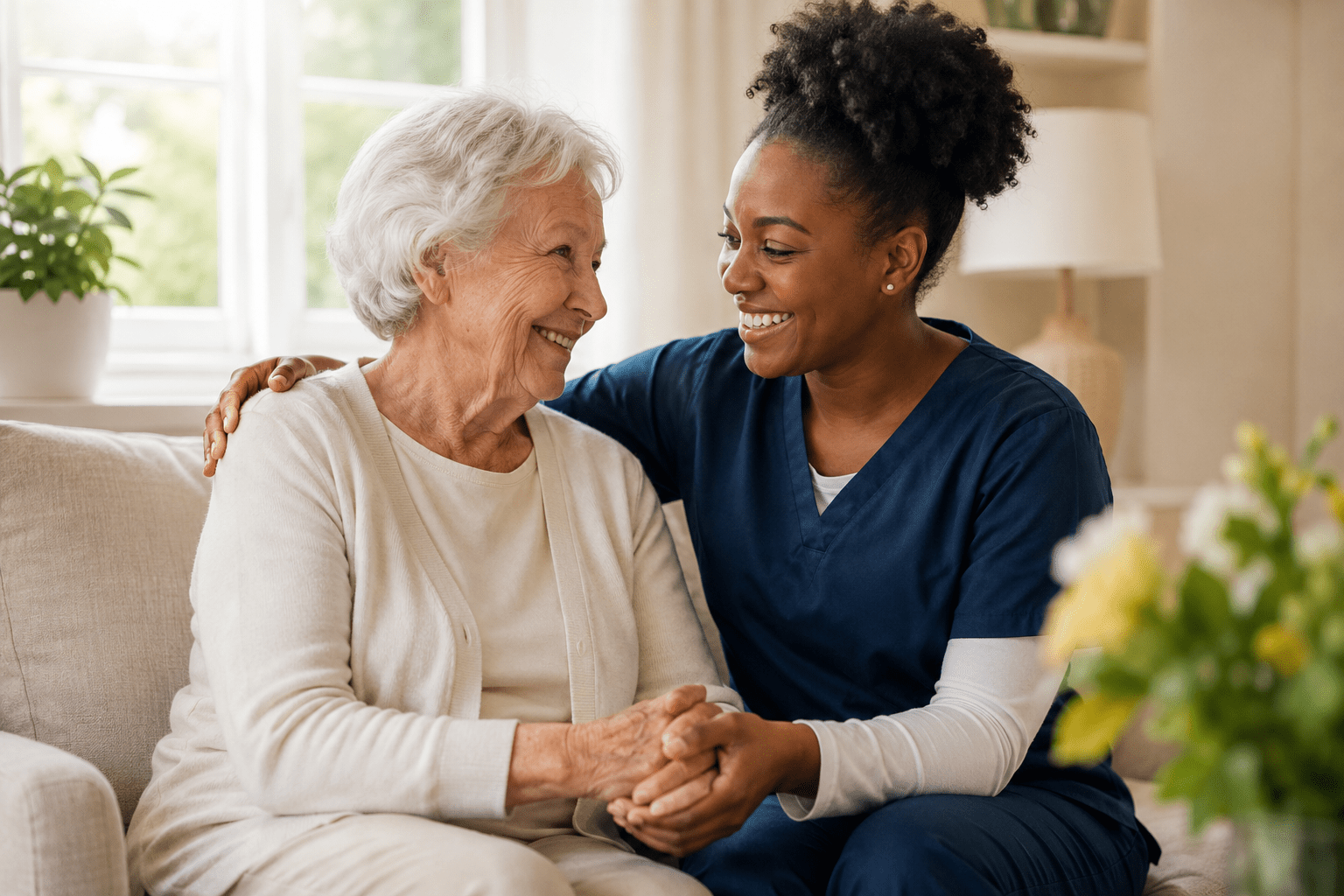 older woman and aid