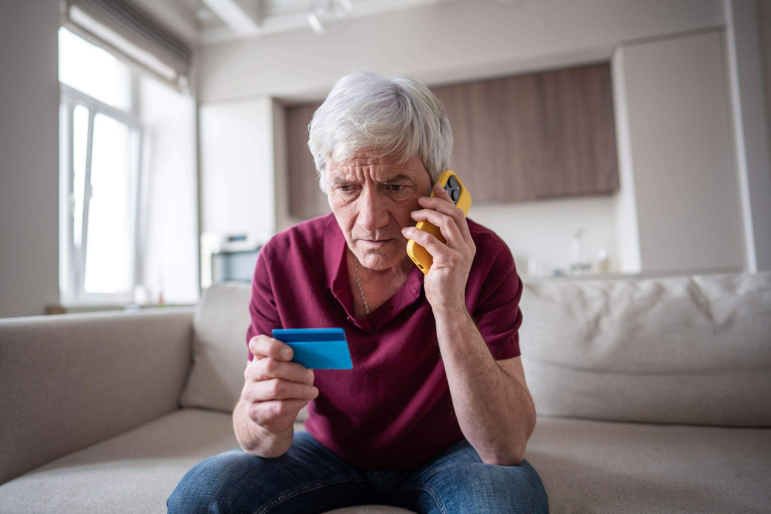 older man on the phone