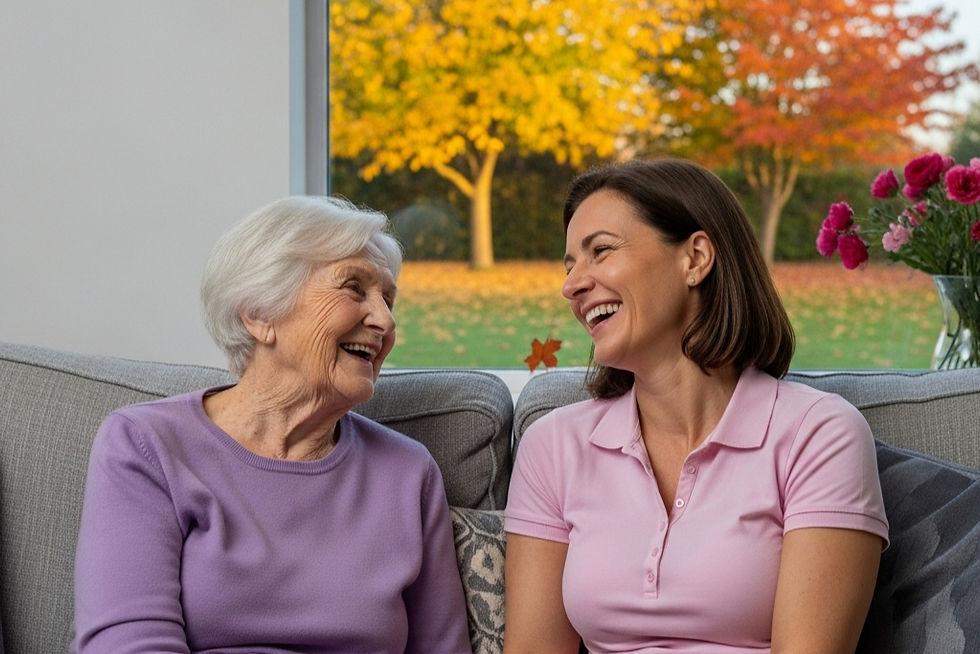 older woman and younger woman laughing