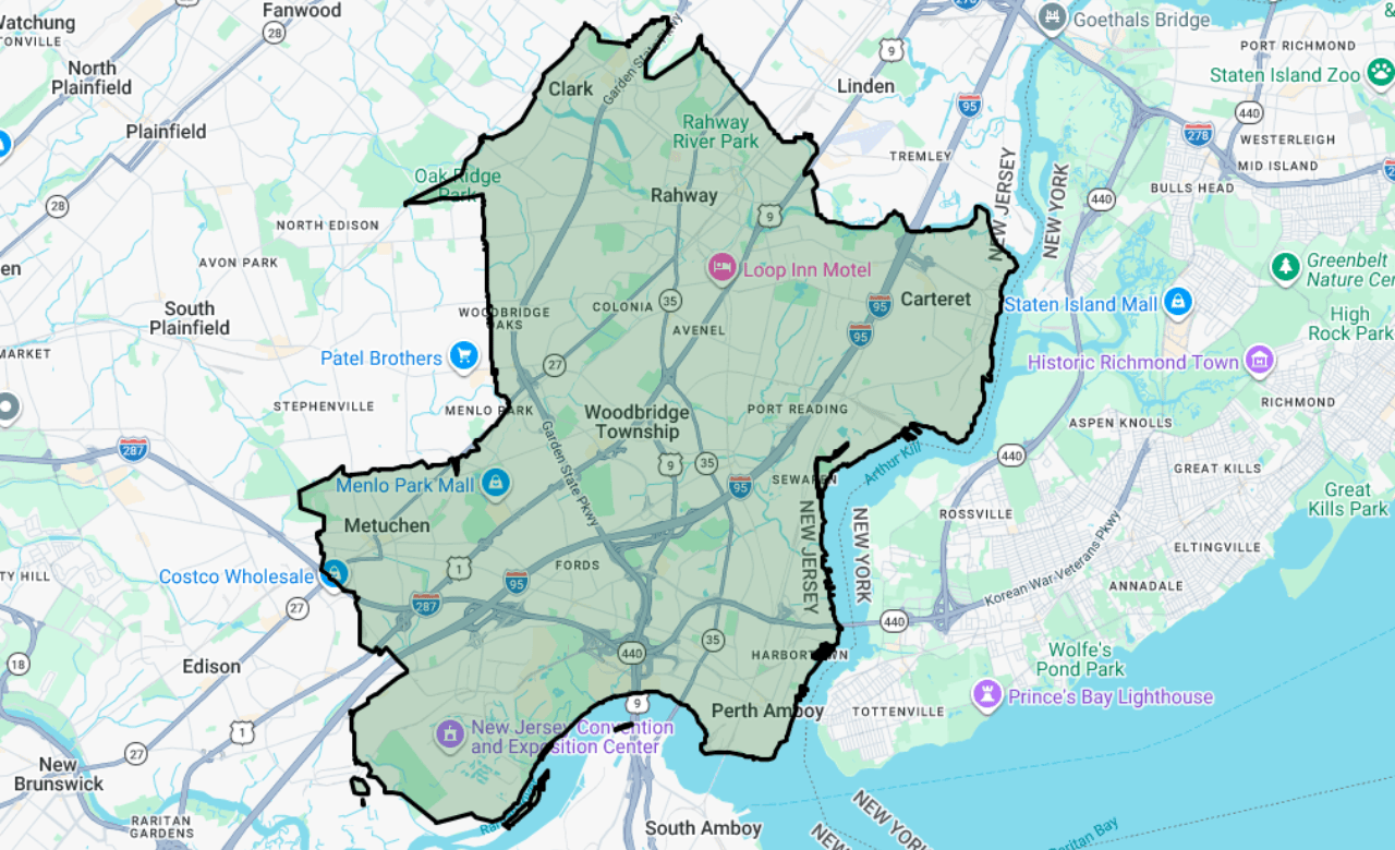 Map of Metuchen and Clark