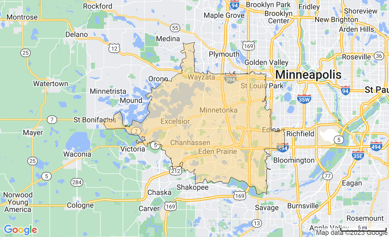 Map of the Minneapolis West Metro area