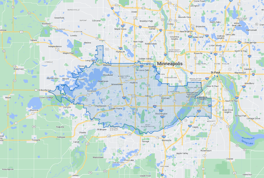 Map of the Minneapolis West Metro area