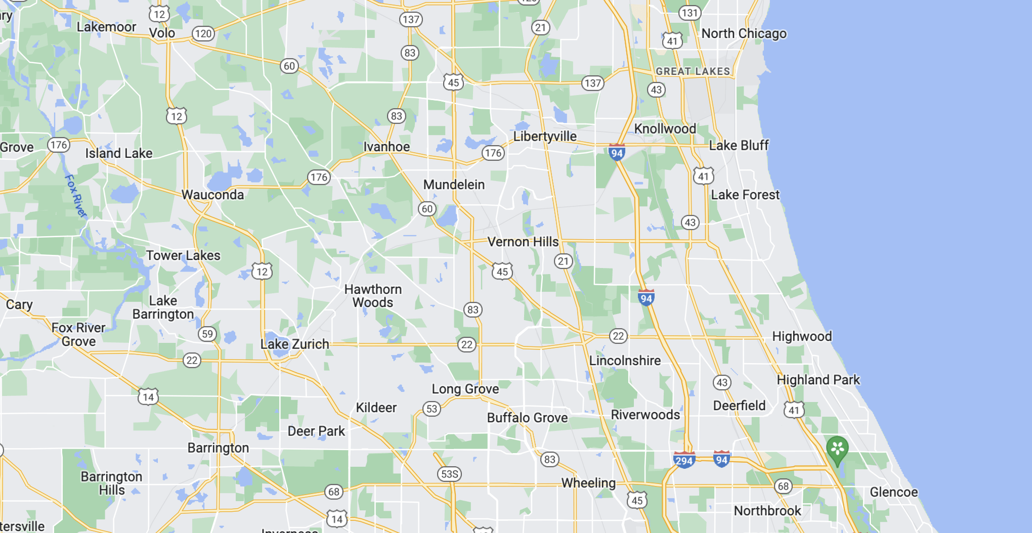 Map of the Libertyville, IL area