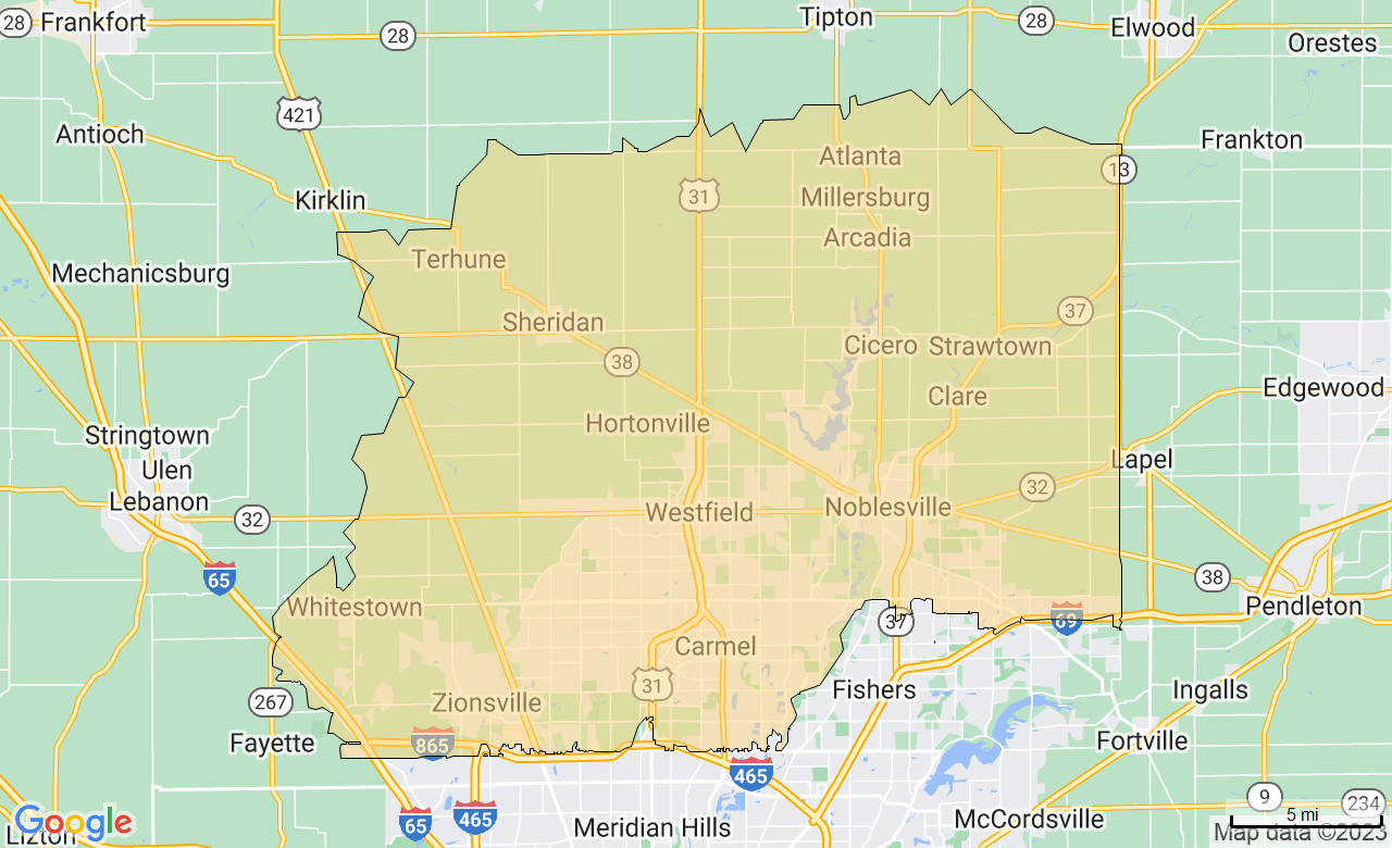 Map of the Northern Indianapolis and Suburbs area