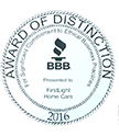 Award of Distinction BBB FirstLight Home Care 2016