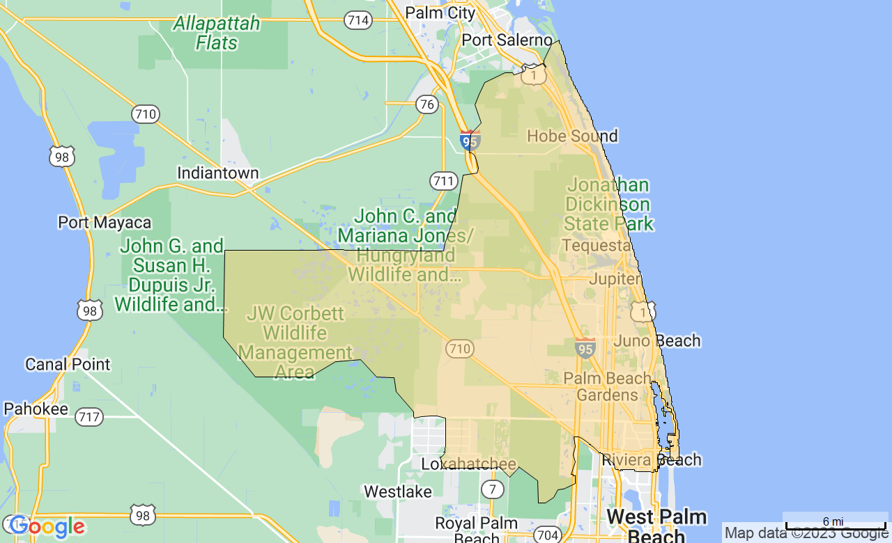 Map of the The Palm Beaches, FL area