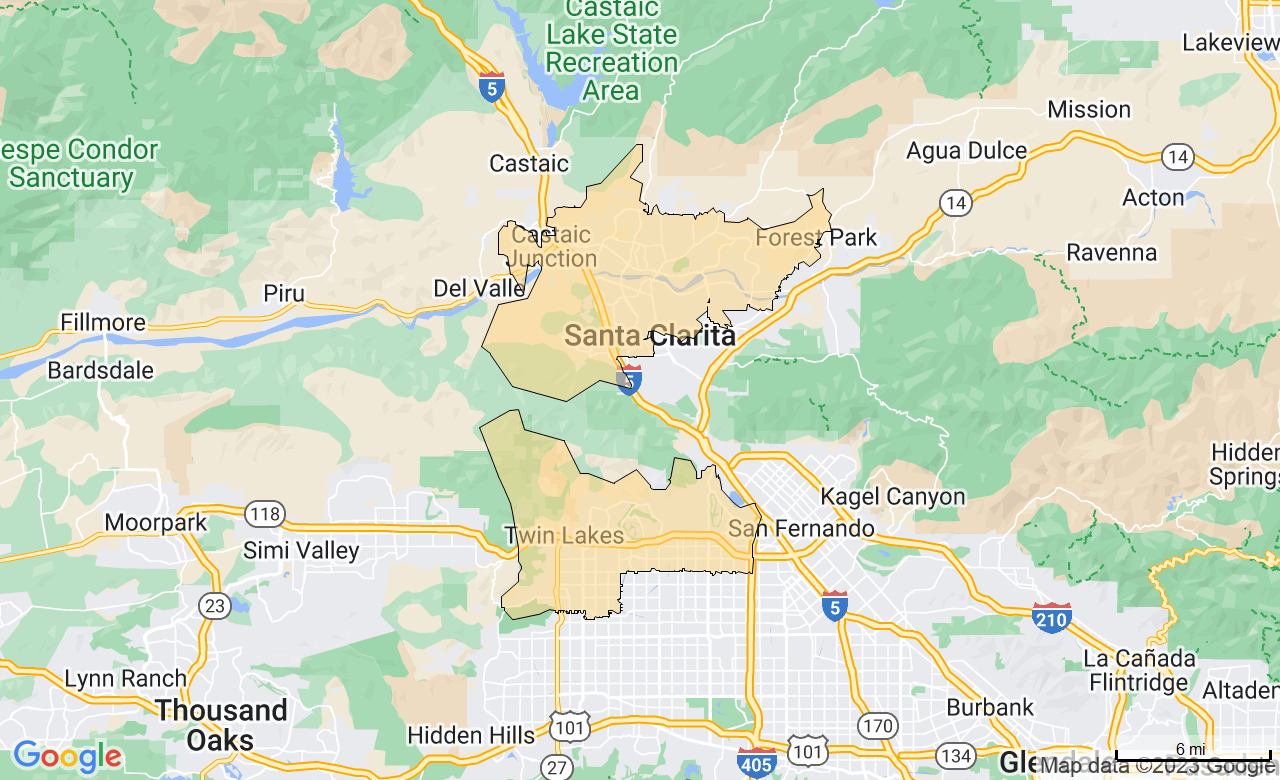 Map of the Santa Clarita, CA area