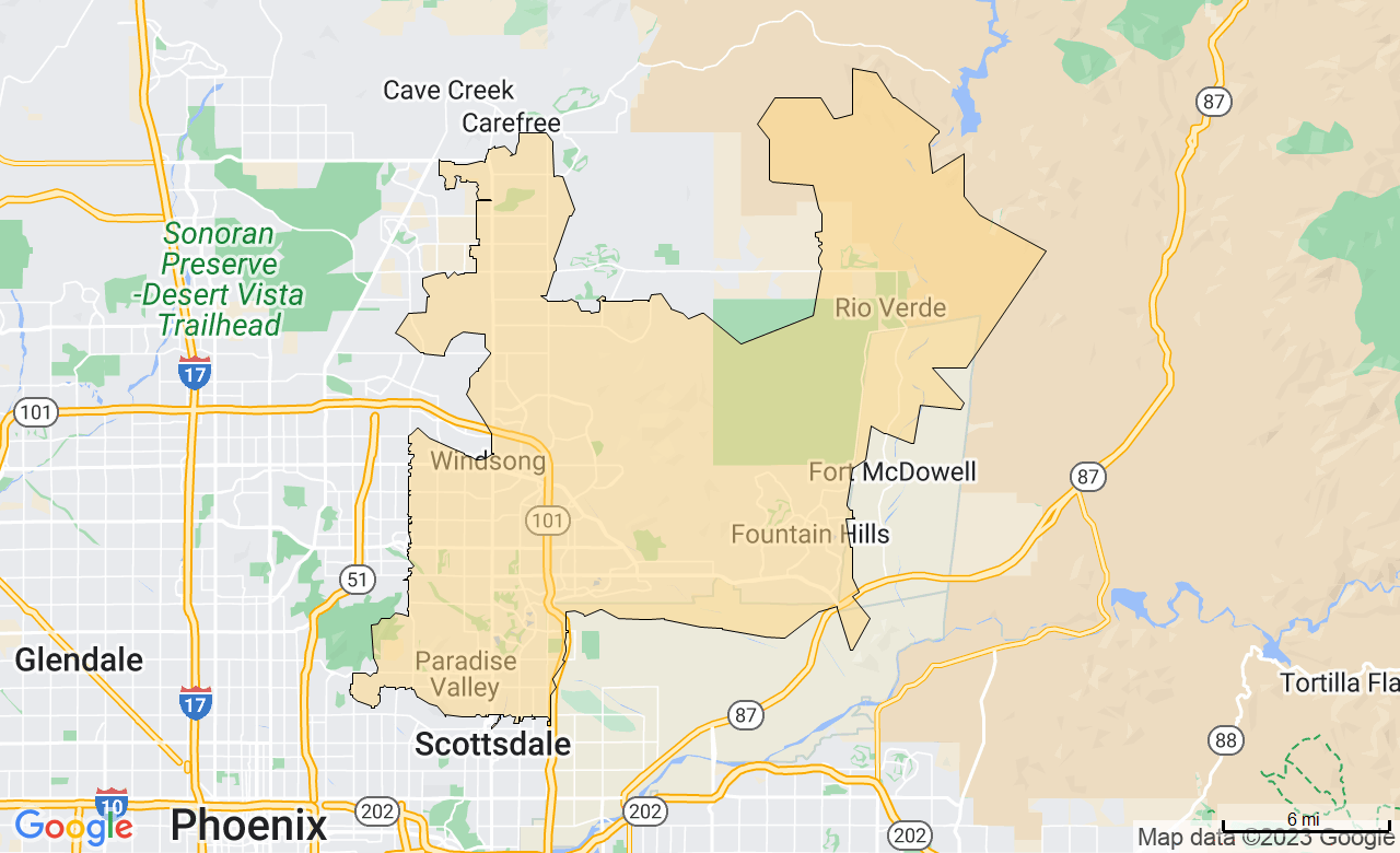Map of the Scottsdale, AZ area