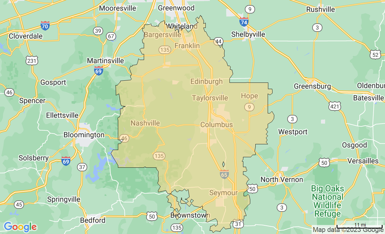Map of the South Central, IN area