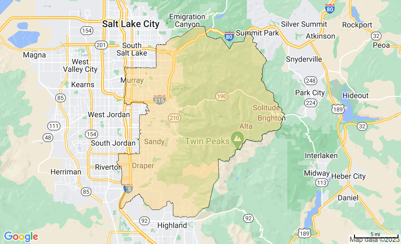Map of the South Valley, UT area
