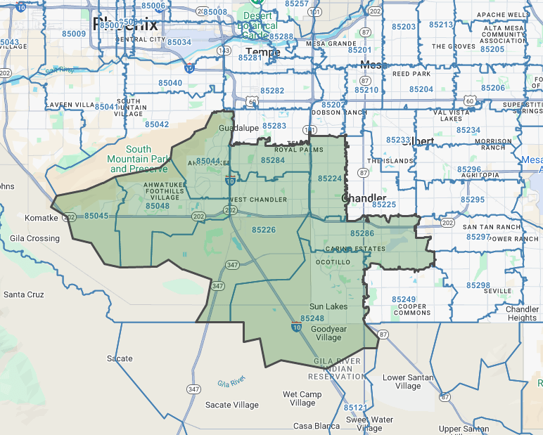 Southeast Valley territory map