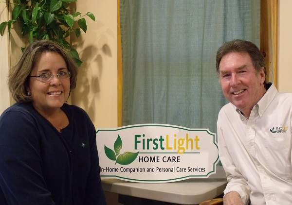 Carol Larkin and Peter Gartland, owners of FirstLight Home Care of Portland