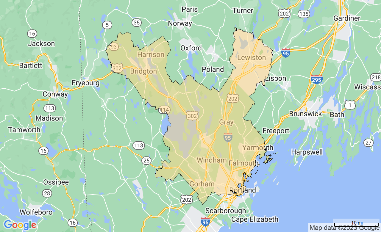 Map of the Southern Maine area