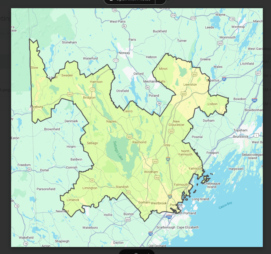 Map of the Southern Maine area
