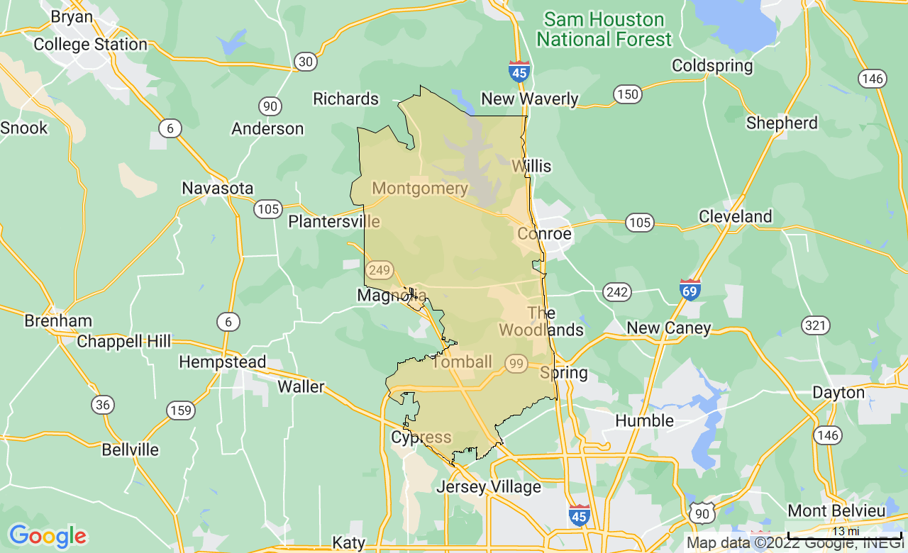 Map of the The Woodlands, TX area