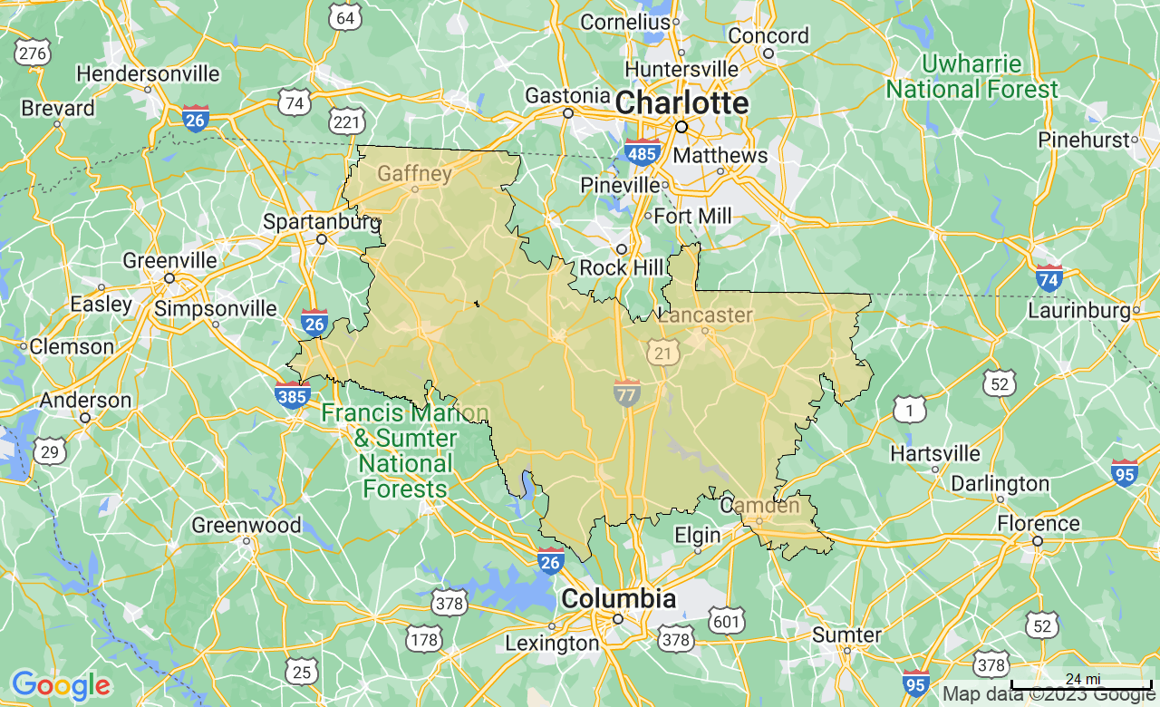 Map of the Upstate, SC area