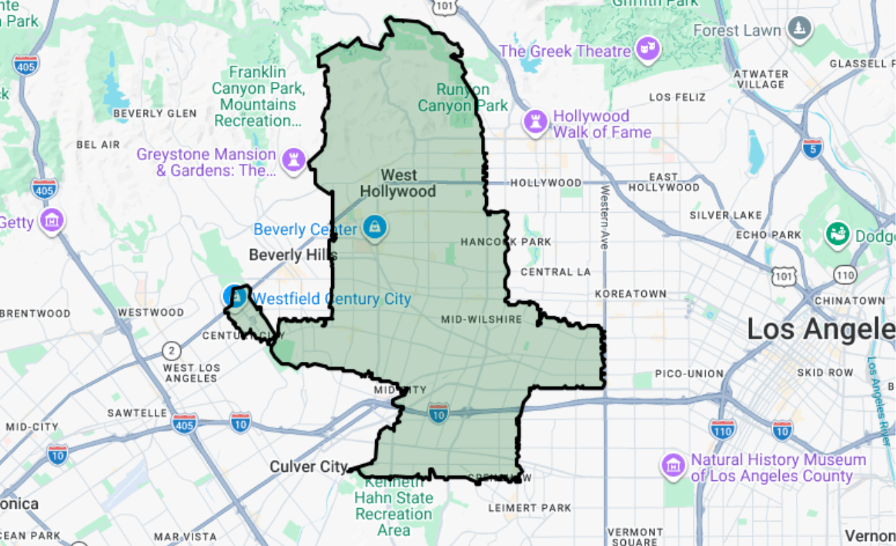 West Hollywood territory map